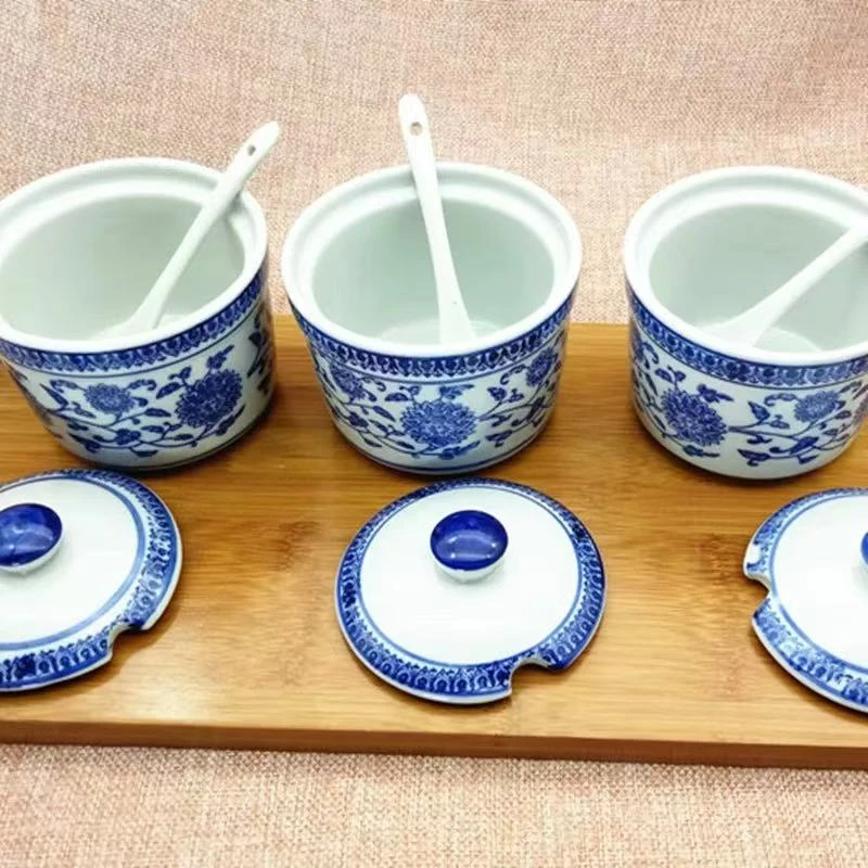 青花缠枝莲调味罐1个装