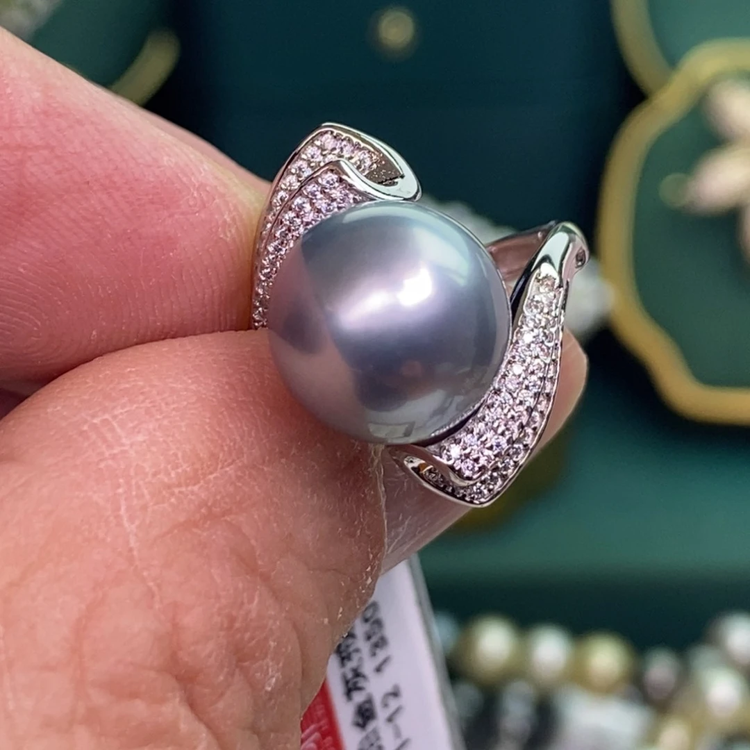 银S925镶嵌戒指海水珍珠