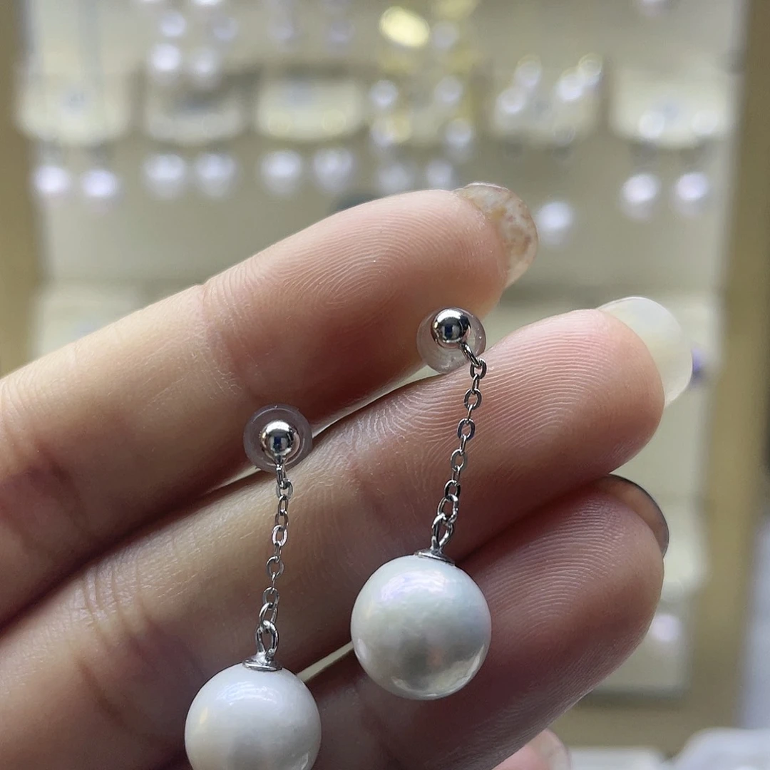 淡水珍珠耳饰银S925镶嵌