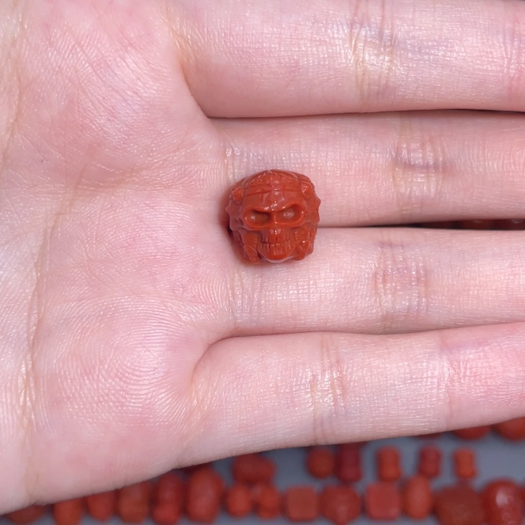 南红玛瑙骷髅头12mm+未镶嵌