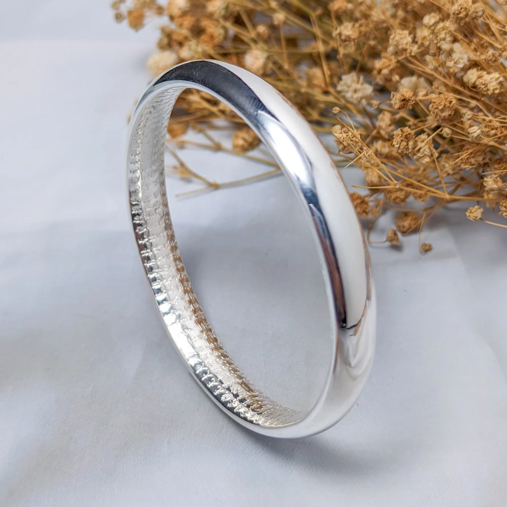 足银手镯 999.9 【12】44g 简约时尚光面心经手镯女款古法传承手镯