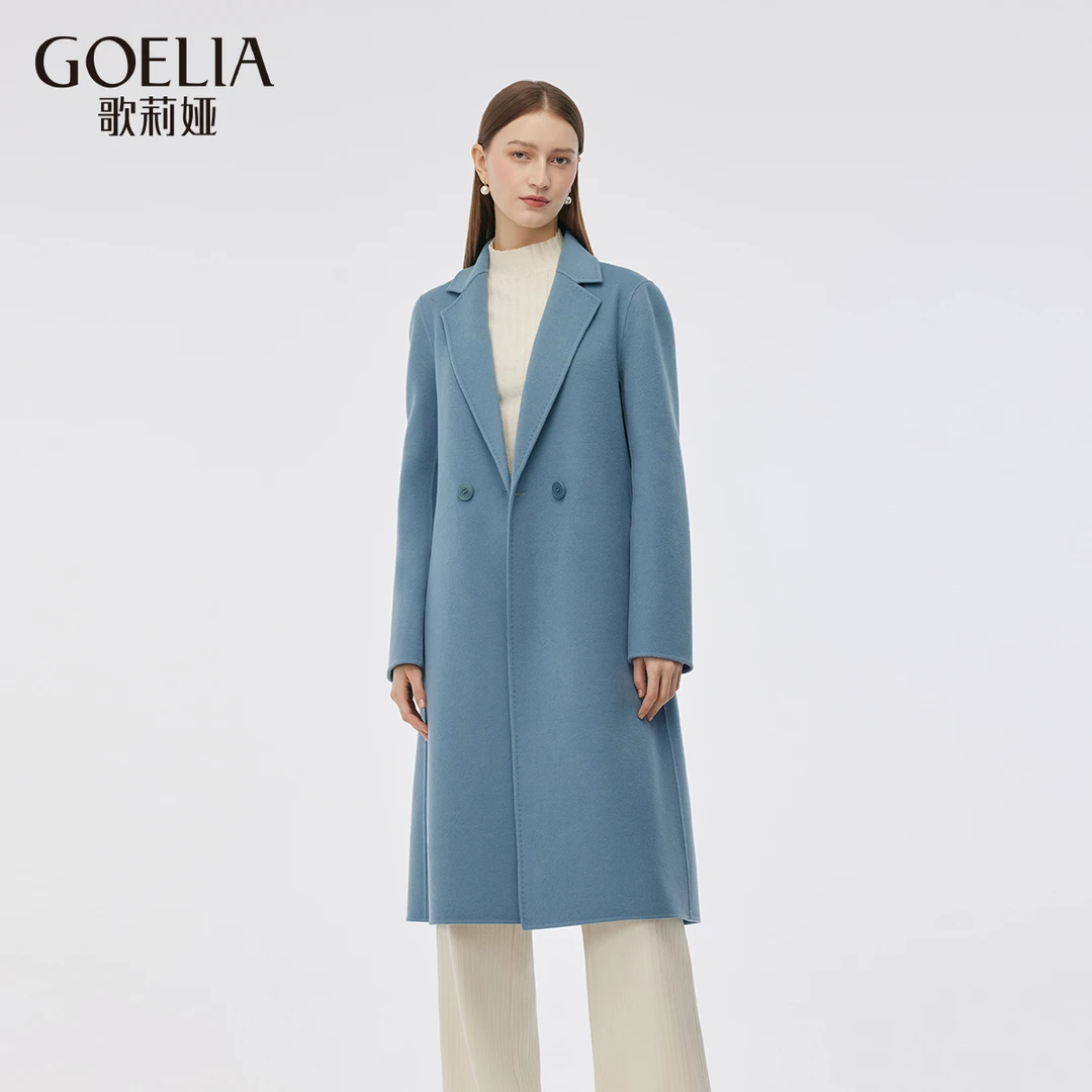 歌莉娅冬季绵羊毛修身型气质多色双面呢大衣1CSC6N6N0财阀千金