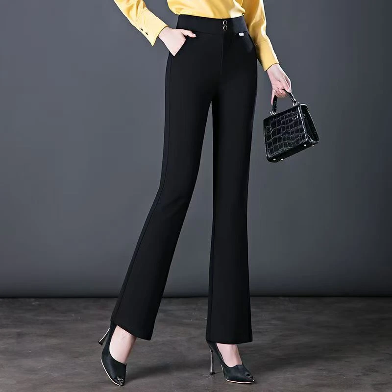 微喇叭裤女2025年春夏新款百搭垂坠感长裤高腰修身显瘦微喇西裤