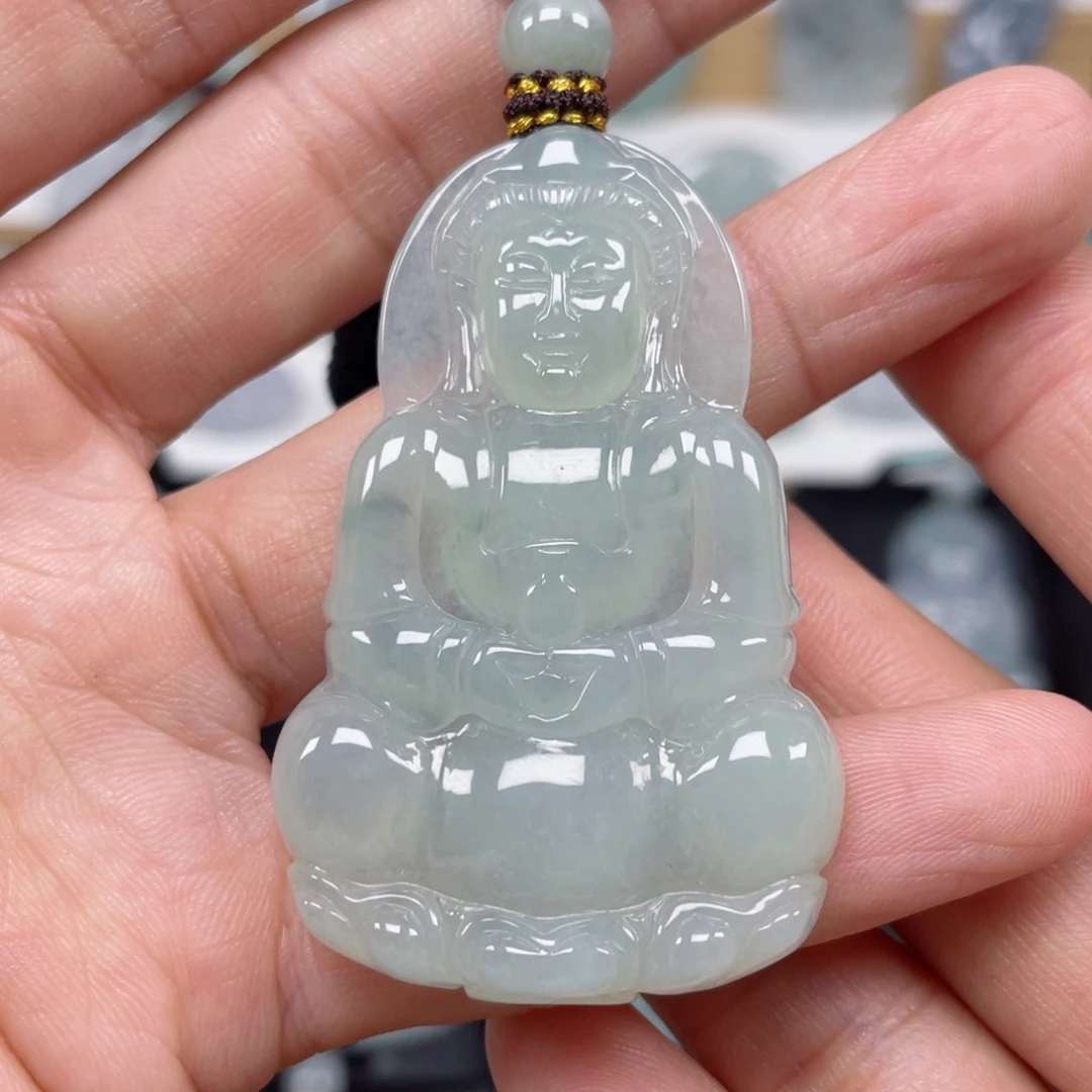 翡翠颈饰未镶嵌天然翡翠A货观音117号