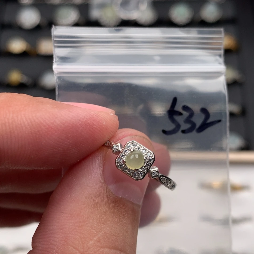 翡翠银S925镶嵌戒圈532