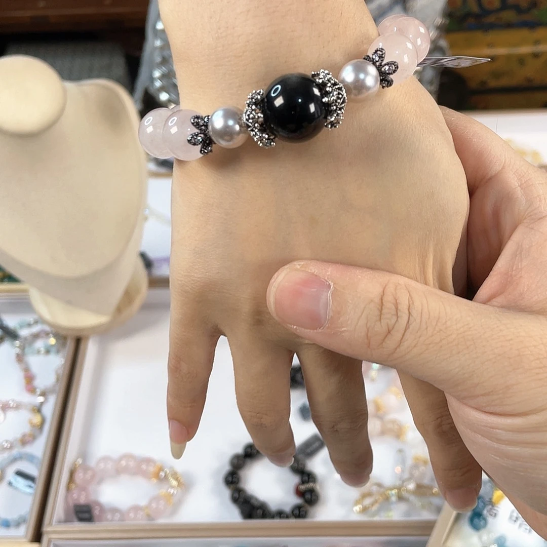 水晶手链银S925镀金镶嵌