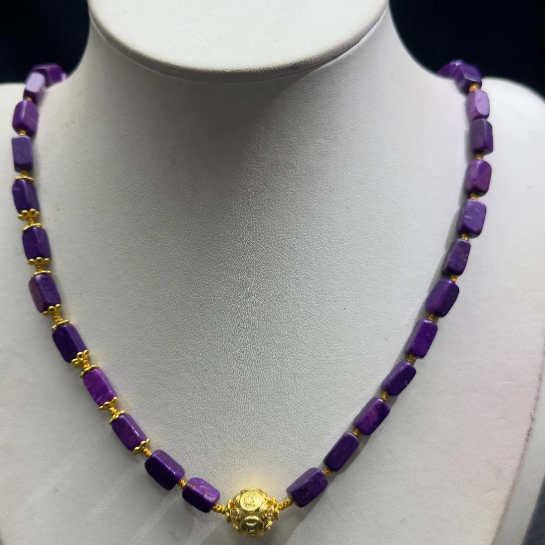 B26紫色4*8m长方形设计款项链多样性发货奇石