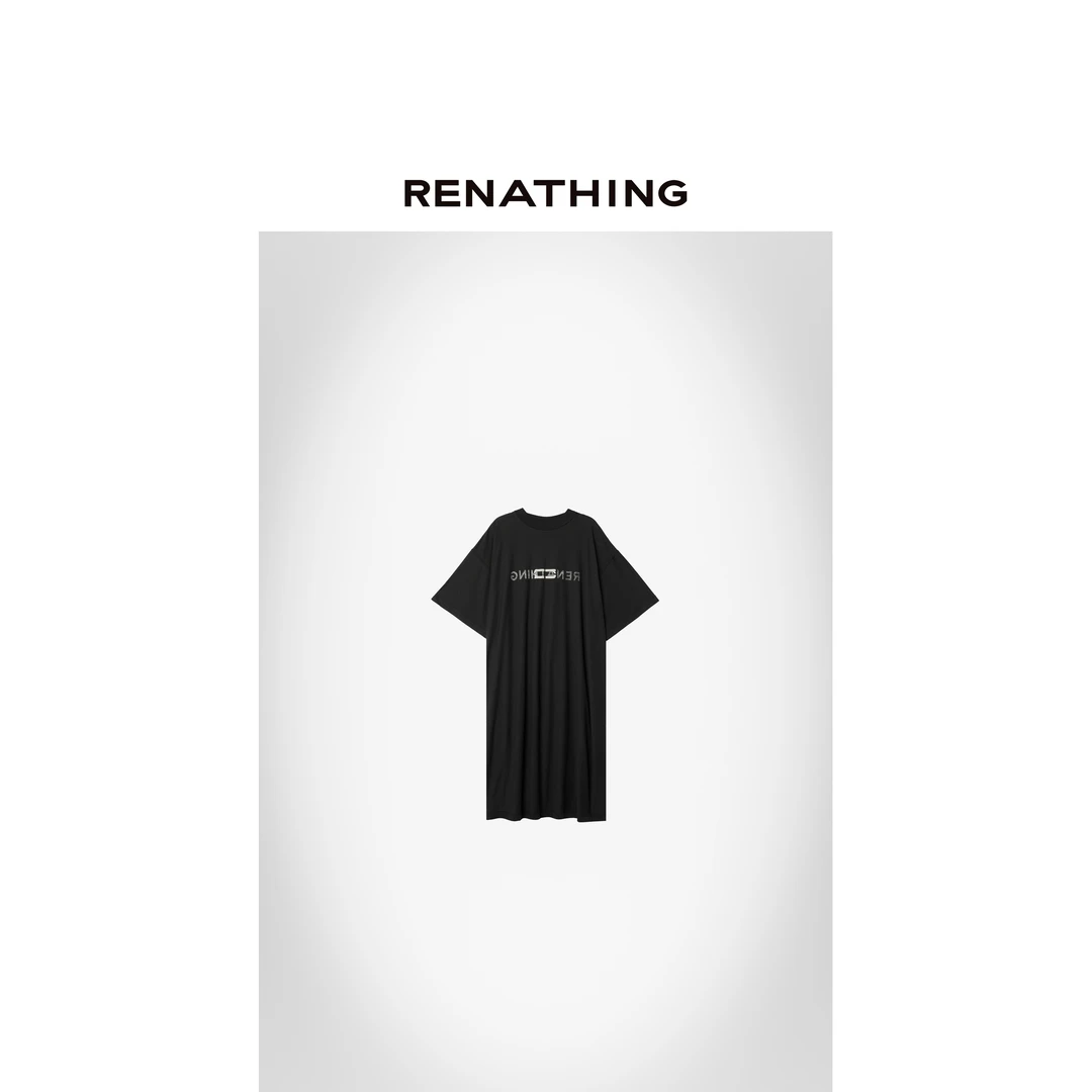 【RENATHING】宽松字母logo长T连衣裙