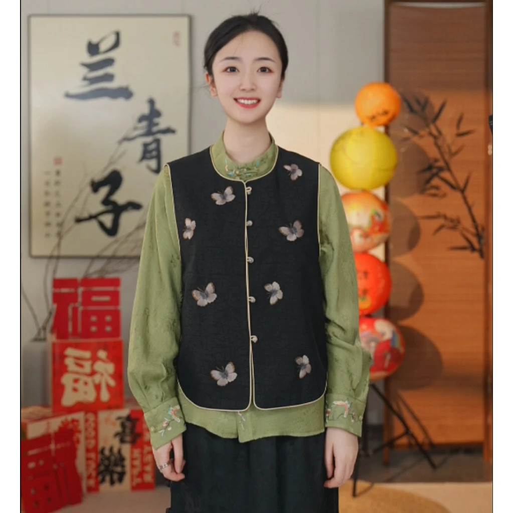新中式国风小蝴蝶香云纱马甲  61012-2PP