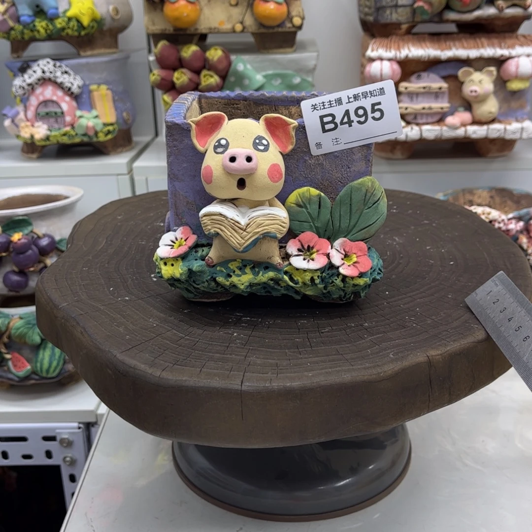 花盆495白狐花盆手捏