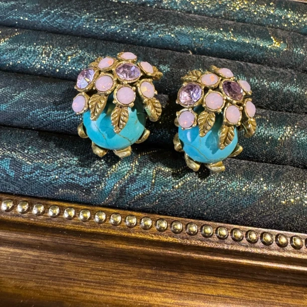 铜合金仿水晶耳饰 「020」中古私人订制彩镶轻奢耳环