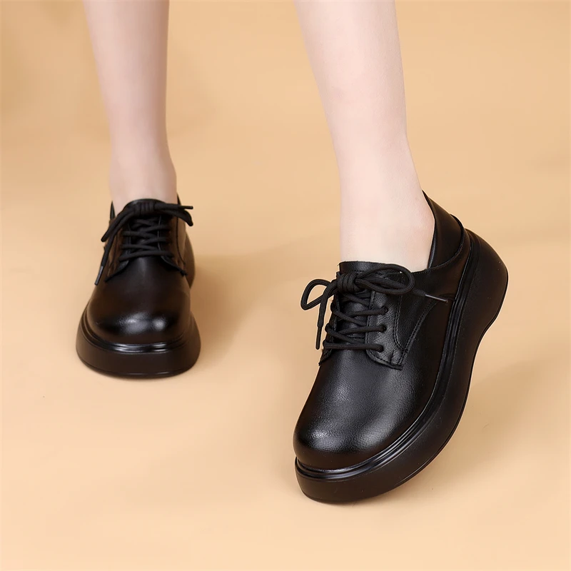 黑色圆头复古软底小皮鞋女英伦风春季2025新款乐福鞋配裙子单鞋女