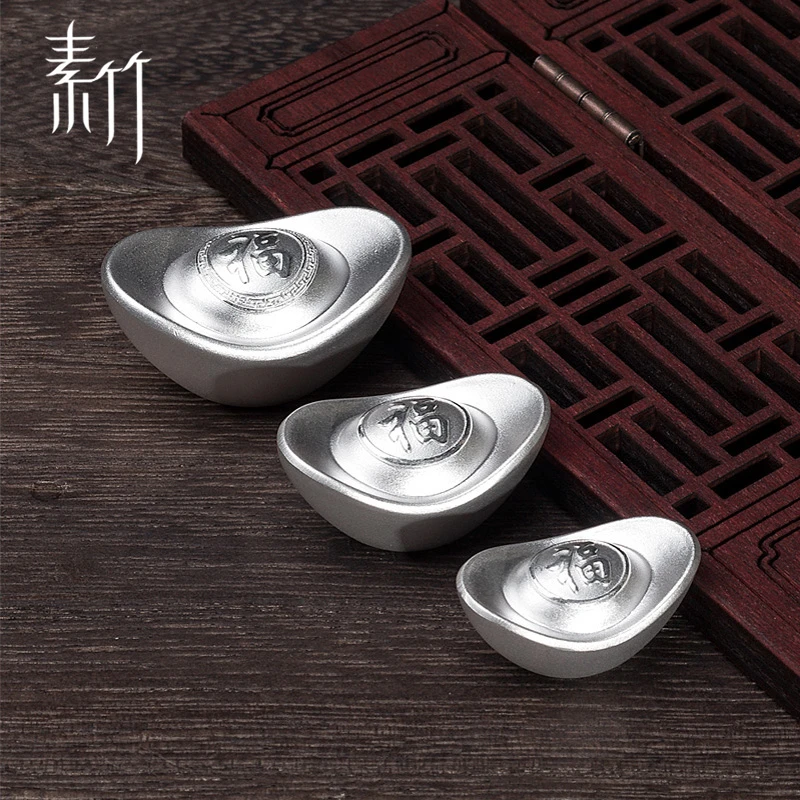 素竹足银999银元宝福字20g30g50g实心有印记保真