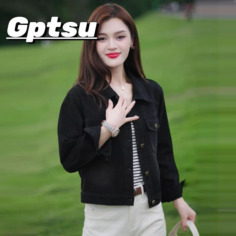 GPTSu复古牛仔短外套女2025秋季新款小个子洋气短款夹克长袖上衣