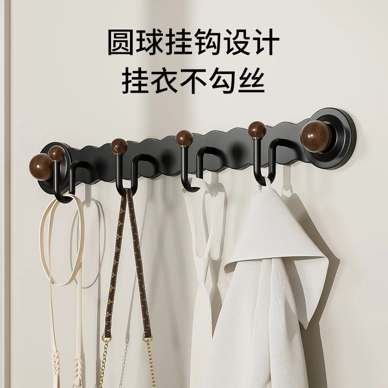 中古风吸盘门后挂钩厨房置物架勺子铲子挂架免打孔多功能收纳挂杆