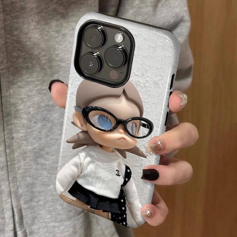 眼镜嘎子姐适用IPHONE17手机壳苹果华为vivoOPPO荣耀磨砂二合一