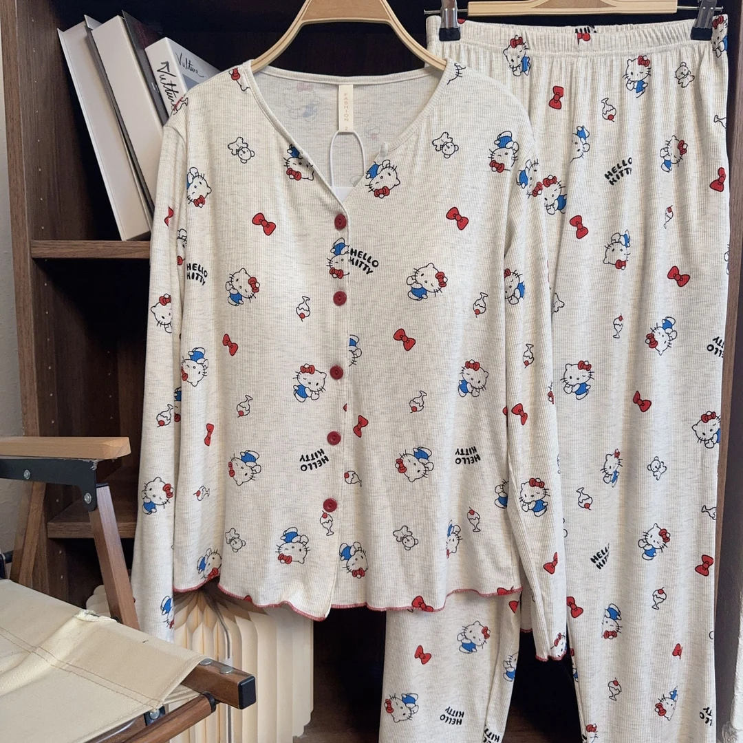 【红色蝴蝶结凯蒂猫】新款长袖可外穿休闲家居服套装睡衣~2295