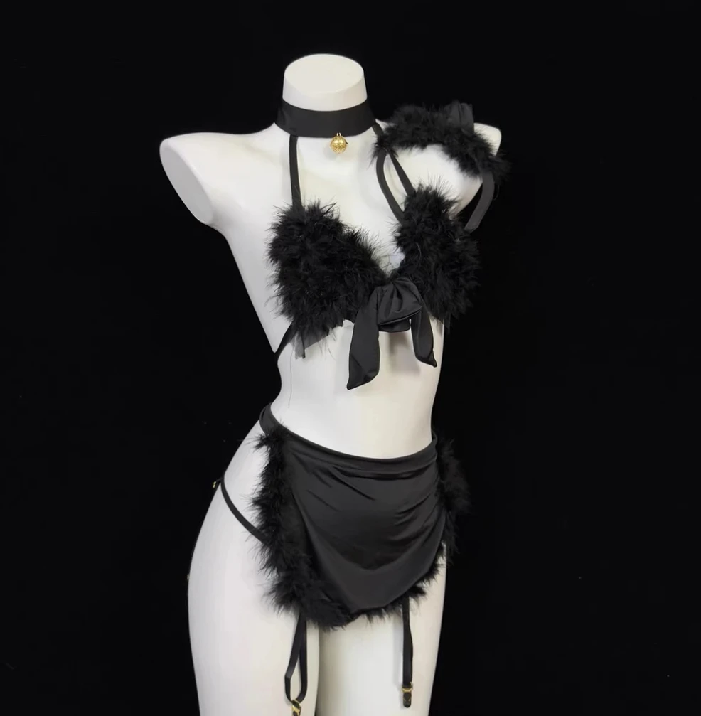 【阿梦梦no退no换】80-120斤粉黛兔女郎毛绒睡裙套装