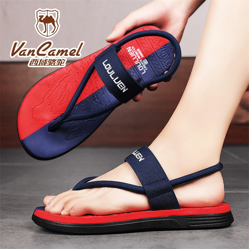 VANCAMEL西域骆驼罗马凉鞋男款夏季大码45运动开车夹脚沙滩人字拖