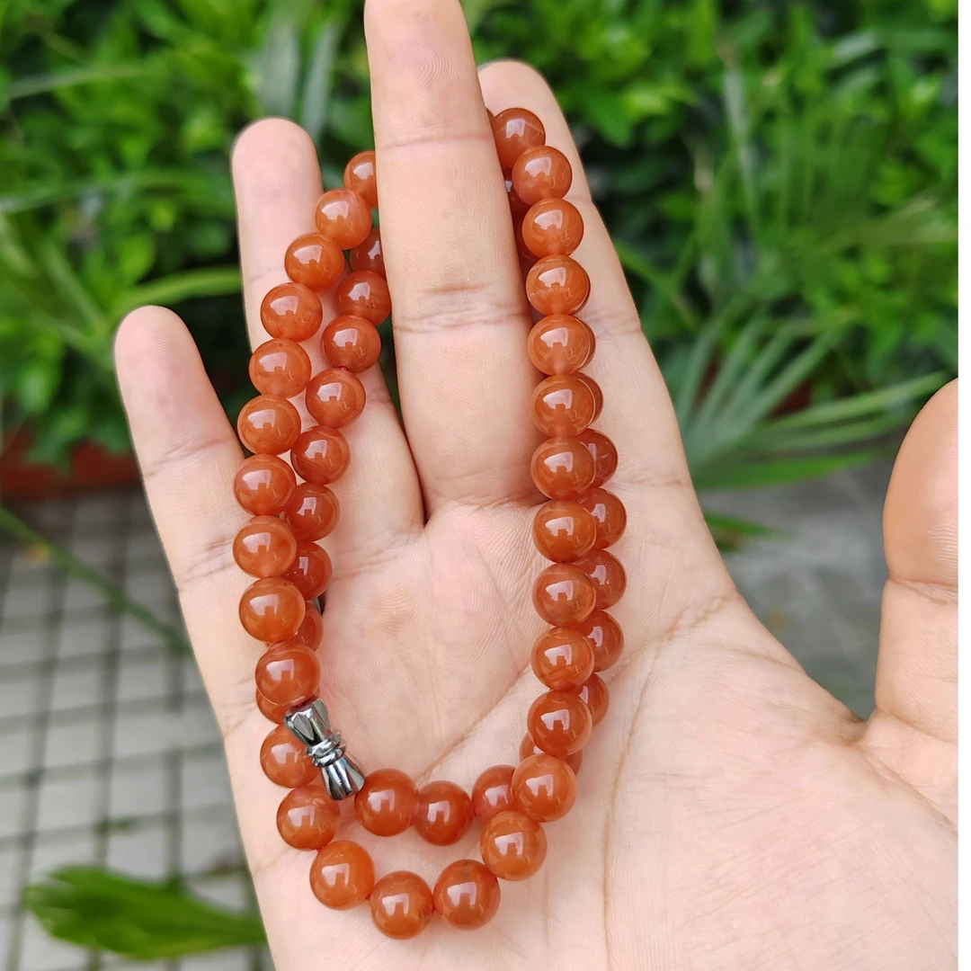 川料联合粉橘色时尚南红玛瑙红色锁骨链经典素款百搭多样性珠珠