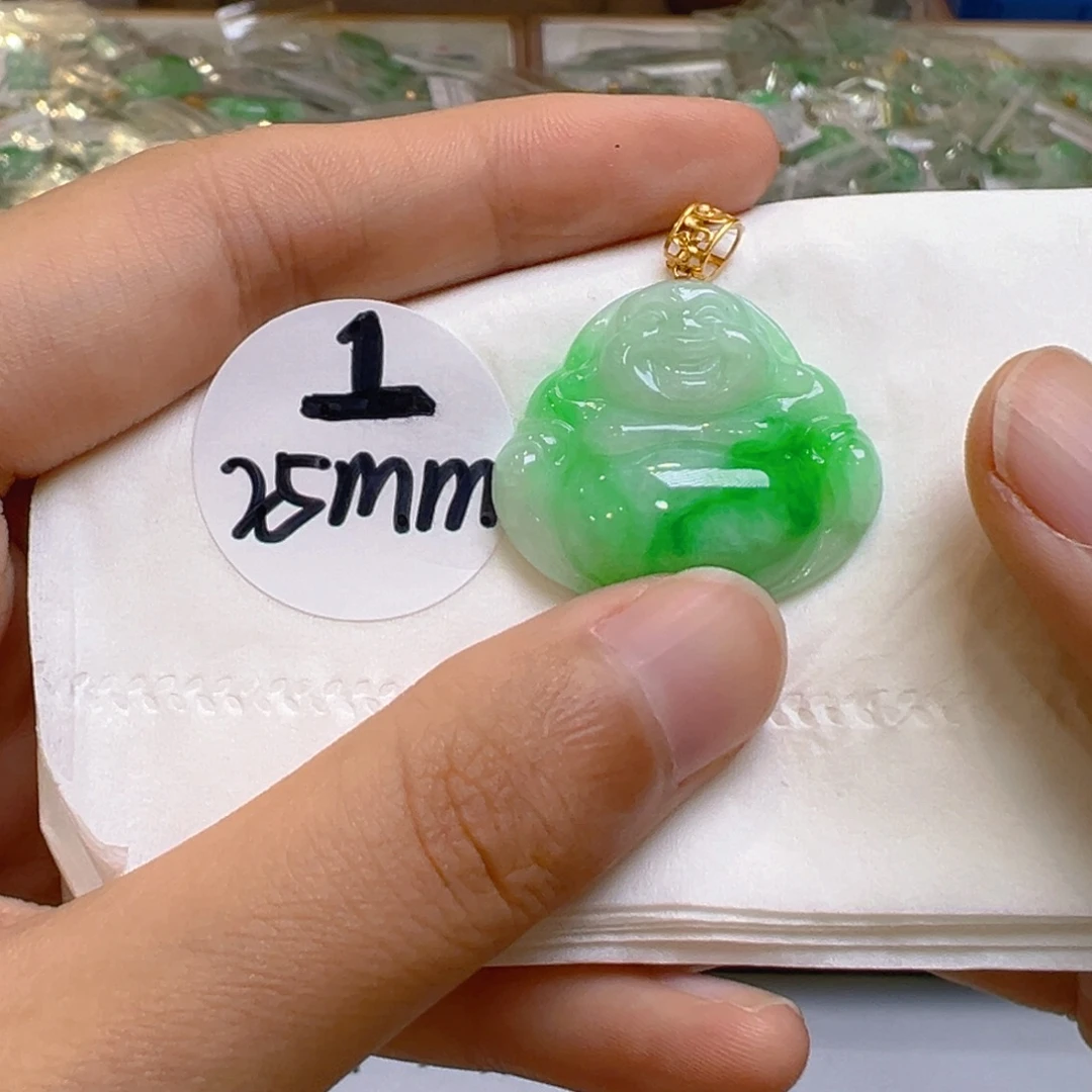 吊坠(不含链)18K金镶嵌翡翠