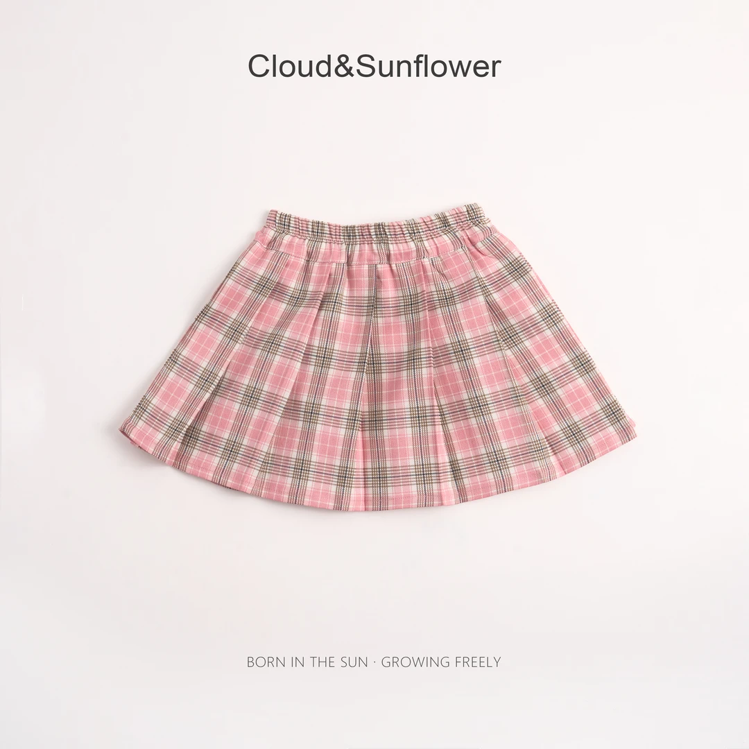 【云朵小葵】女童夏季粉色格子百搭短裙1113803
