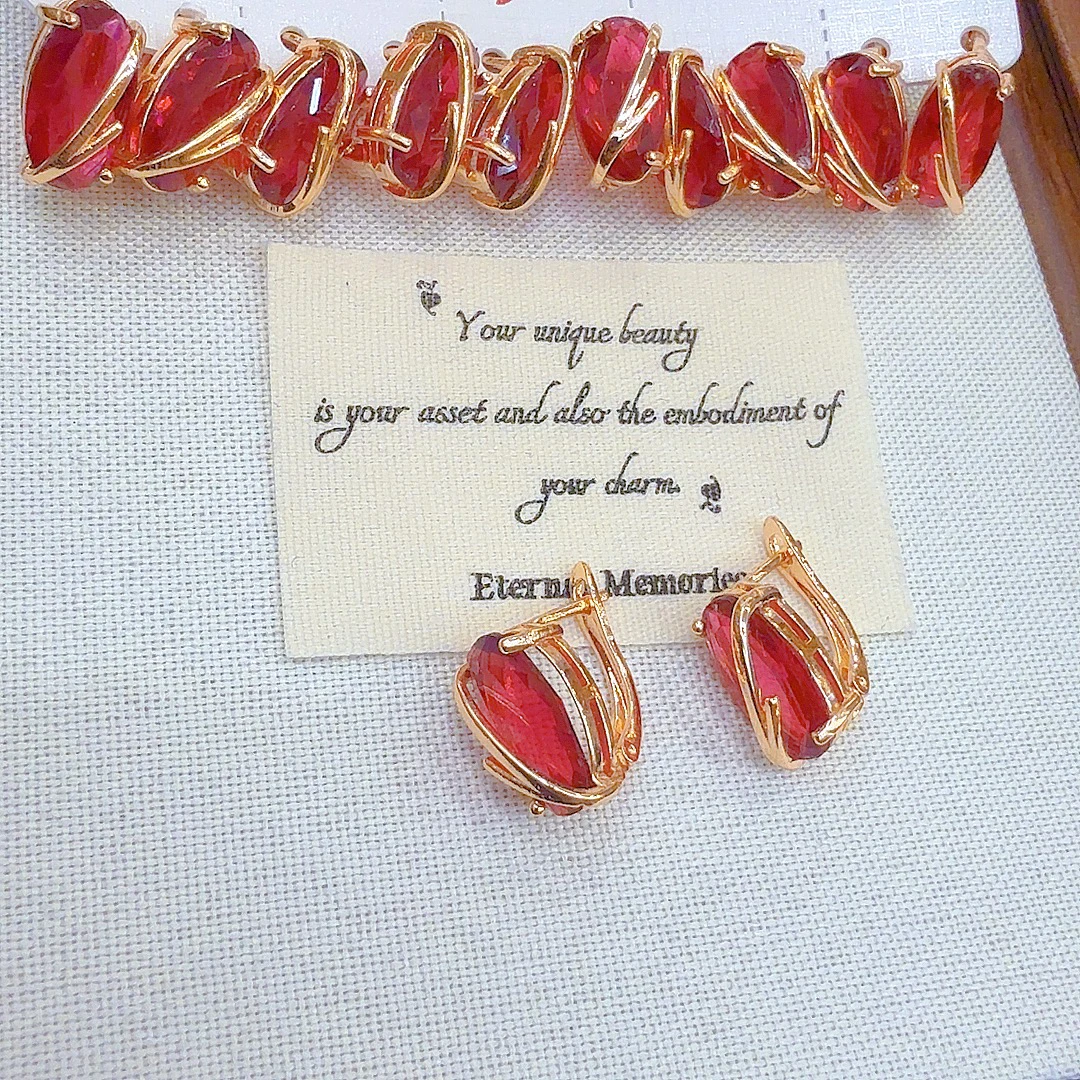 铜合金耳饰 新款耳环红金色女款时尚首饰