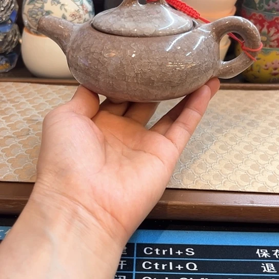 现代冰裂泡茶壶微瑕米白色