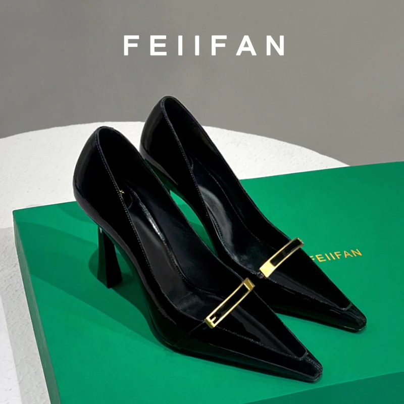 【现货】黑色高跟鞋2025春秋新款不累脚细跟气质百搭方头单鞋女7717