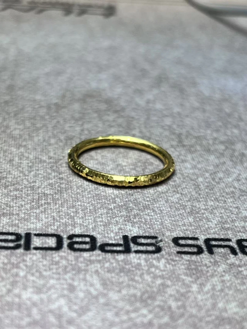 【张张专享】足金999 圆柱碎碎冰戒 中式风时尚百搭气质