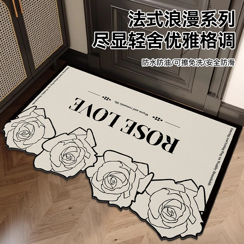 免洗地垫入户门垫防水防滑脚垫耐脏可擦门垫法式小香风皮革玄关垫