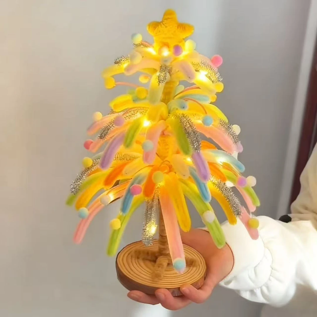 【现货速发】圣诞节扭扭棒圣诞树发光小夜灯氛围感手工DIY礼物