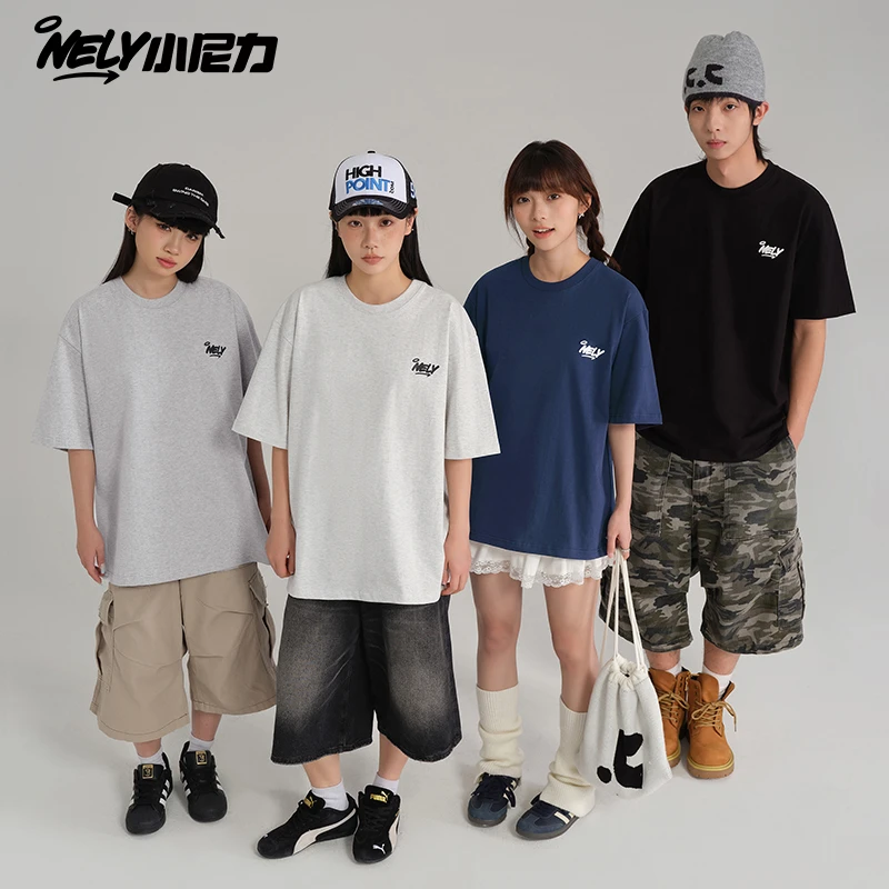NELY小尼力潮牌新款纯棉字母印花短袖体恤男女夏季宽松t恤