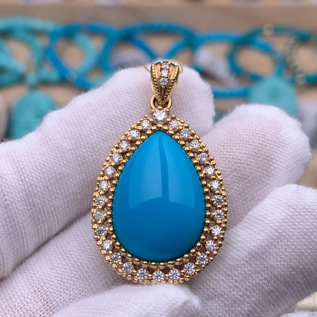 绿松石18K金镶嵌珠宝奇石