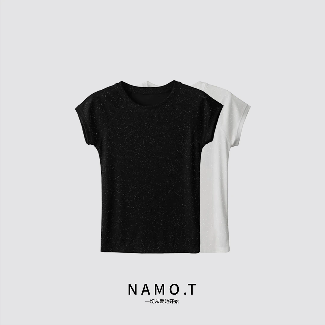 NAMO.T【满天星】百搭洒银天丝插肩短袖T恤NH309C309