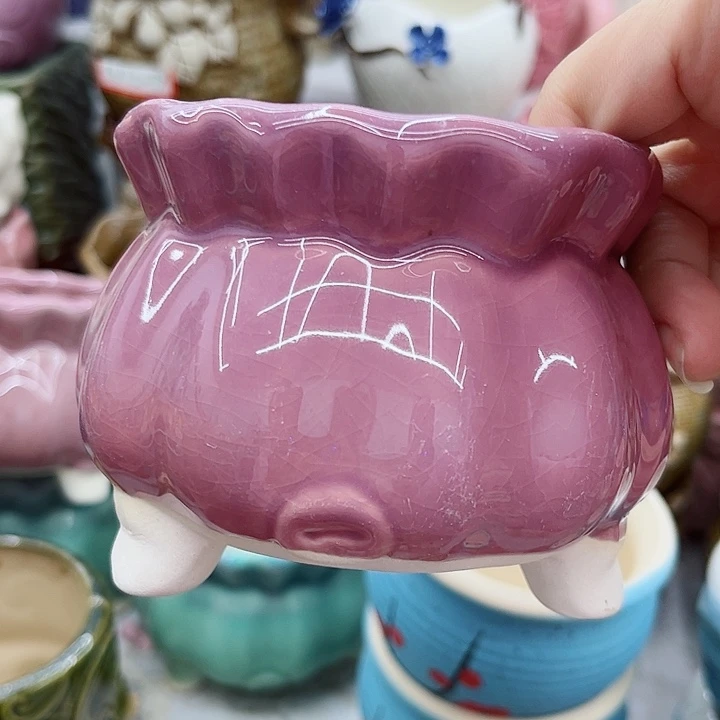 多肉绿植陶瓷花盆9.9包邮，有孔