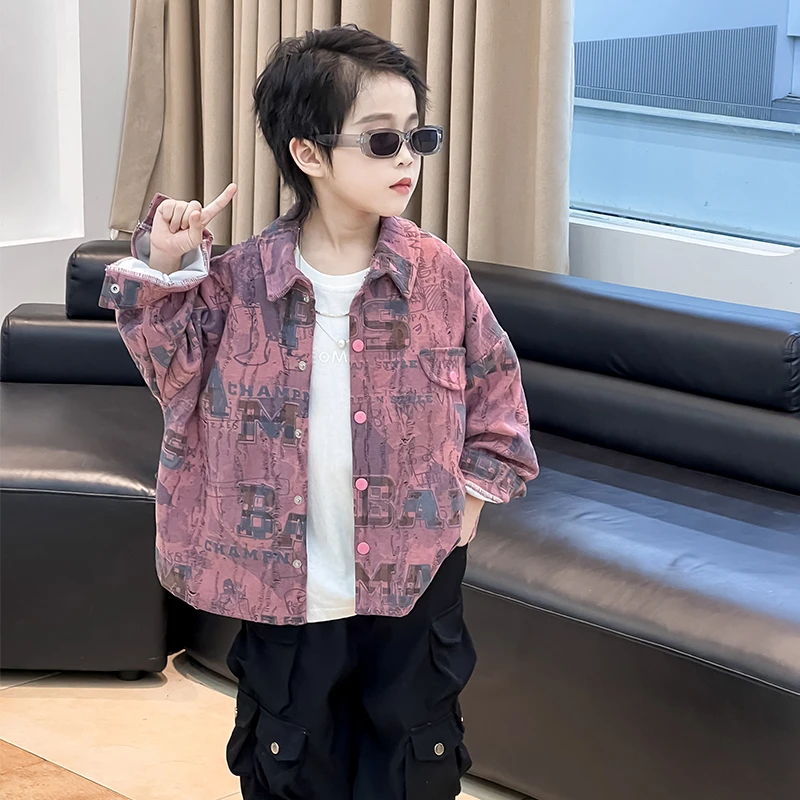 男童春秋款衬衣外套2025新款秋季长袖衬衫中大儿童秋装上衣潮