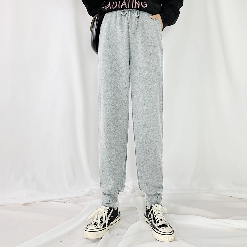 脚口纽扣运动裤女108