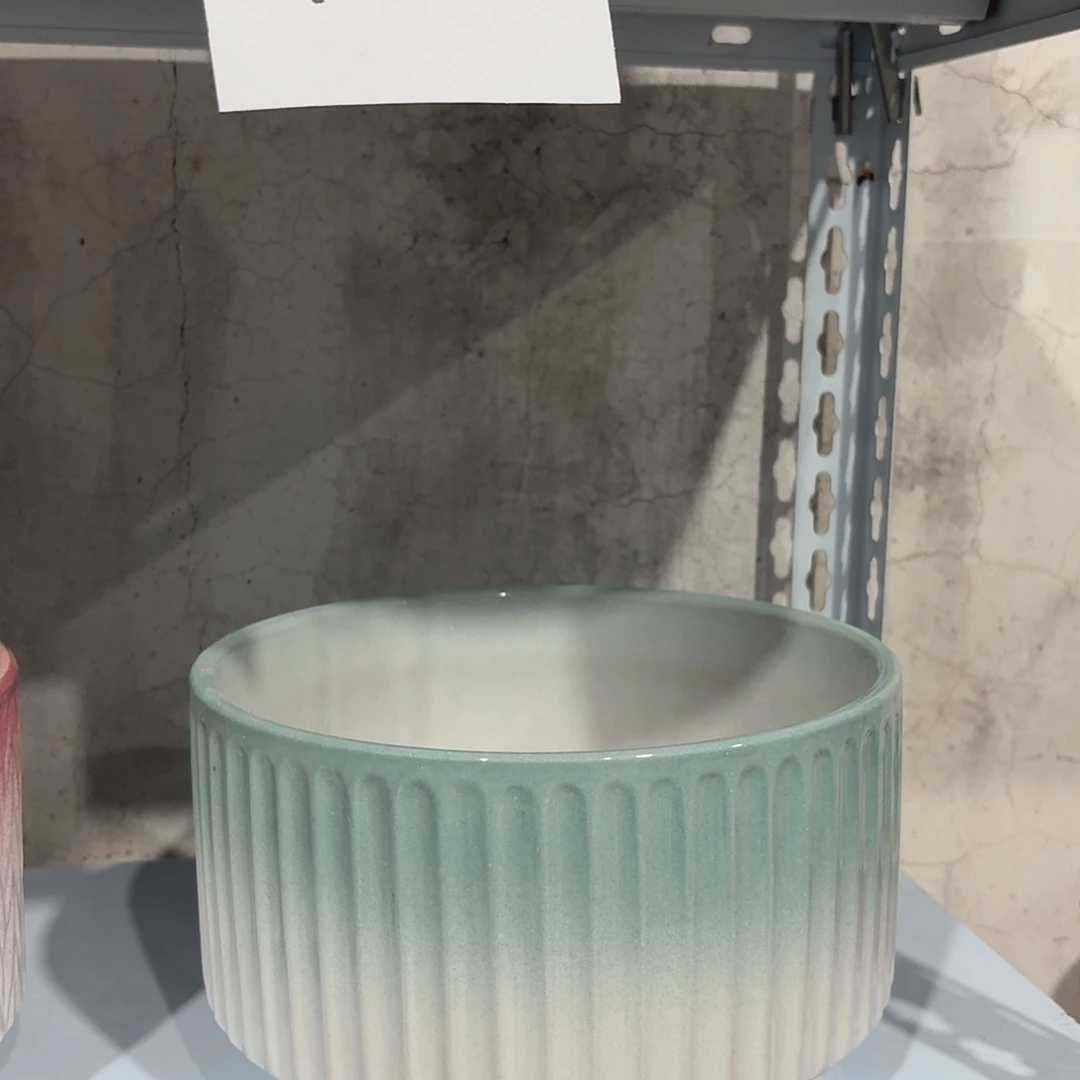 陶瓷花盆渐变绿罗马柱口径22高度14