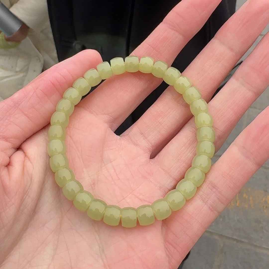 和田玉手串未镶嵌221小杨卡7左右新疆若羌黄口