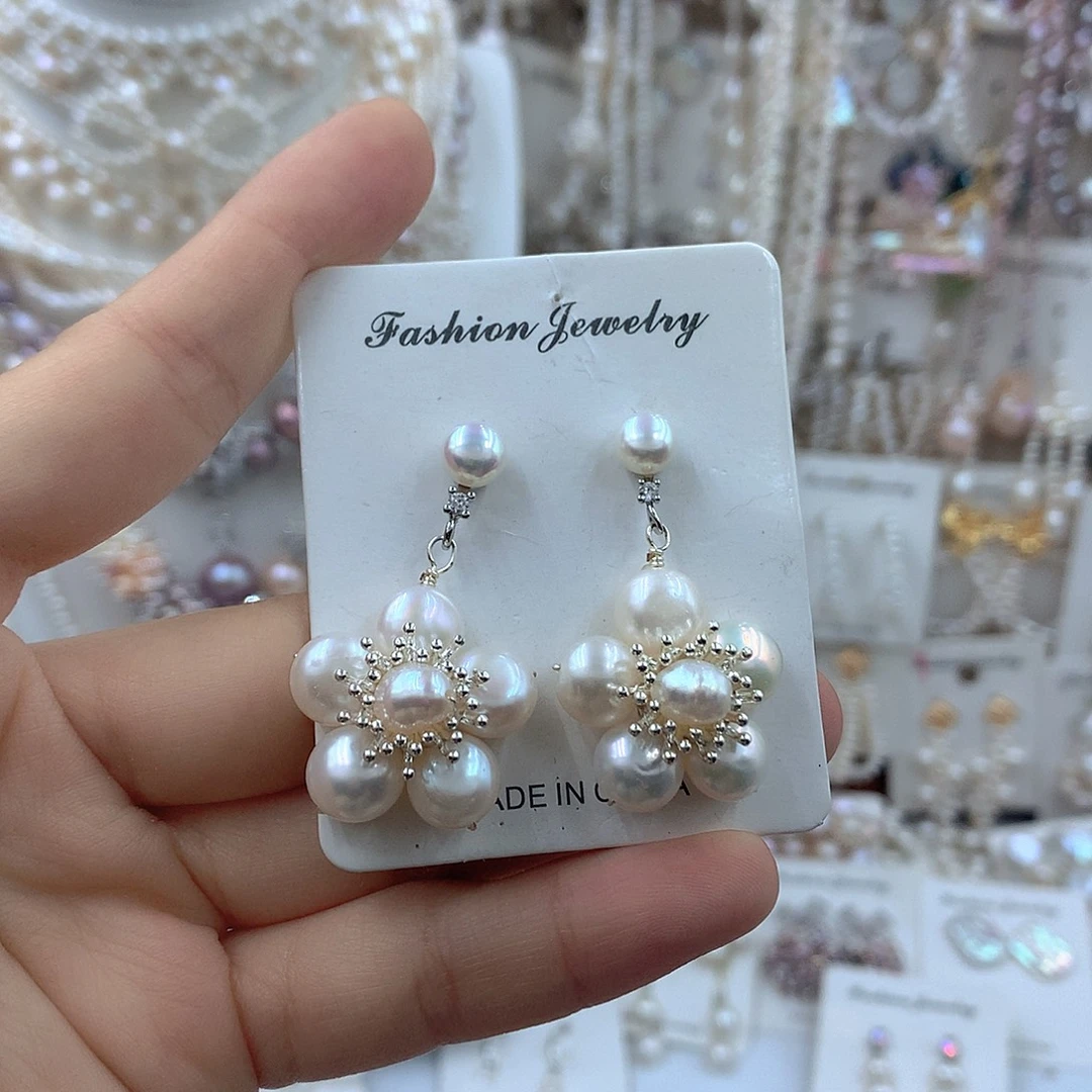 银S925镶嵌淡水珍珠项链耳饰