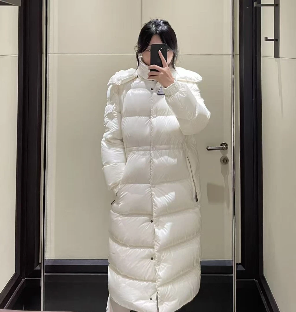 未使用 MONCLER 盟可睐/GG/CAVETTAZ女士白色长款羽绒服  福利价