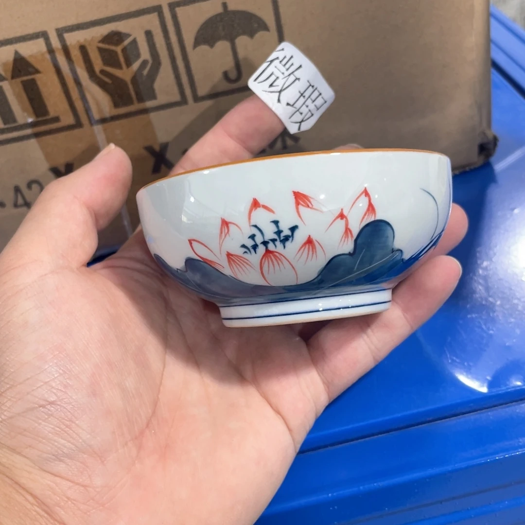 釉下手绘茶具微瑕