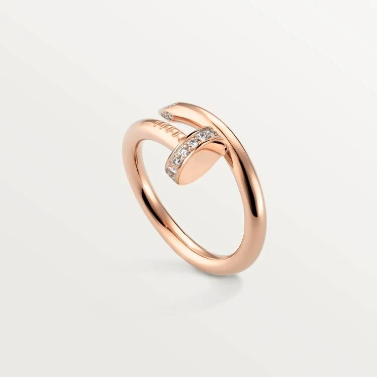 99新 Cartier/卡地亚 18k玫瑰金头尾钻钉子戒指22年全套57码
