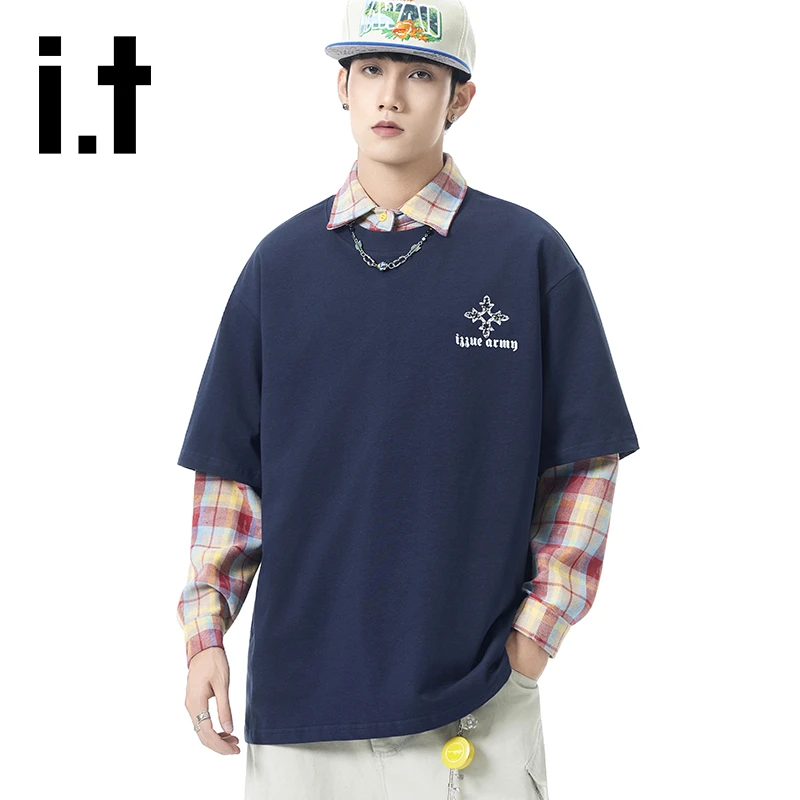 it izzue美式休闲印花短袖T恤男士夏季新款宽松圆领纯棉半袖上衣
