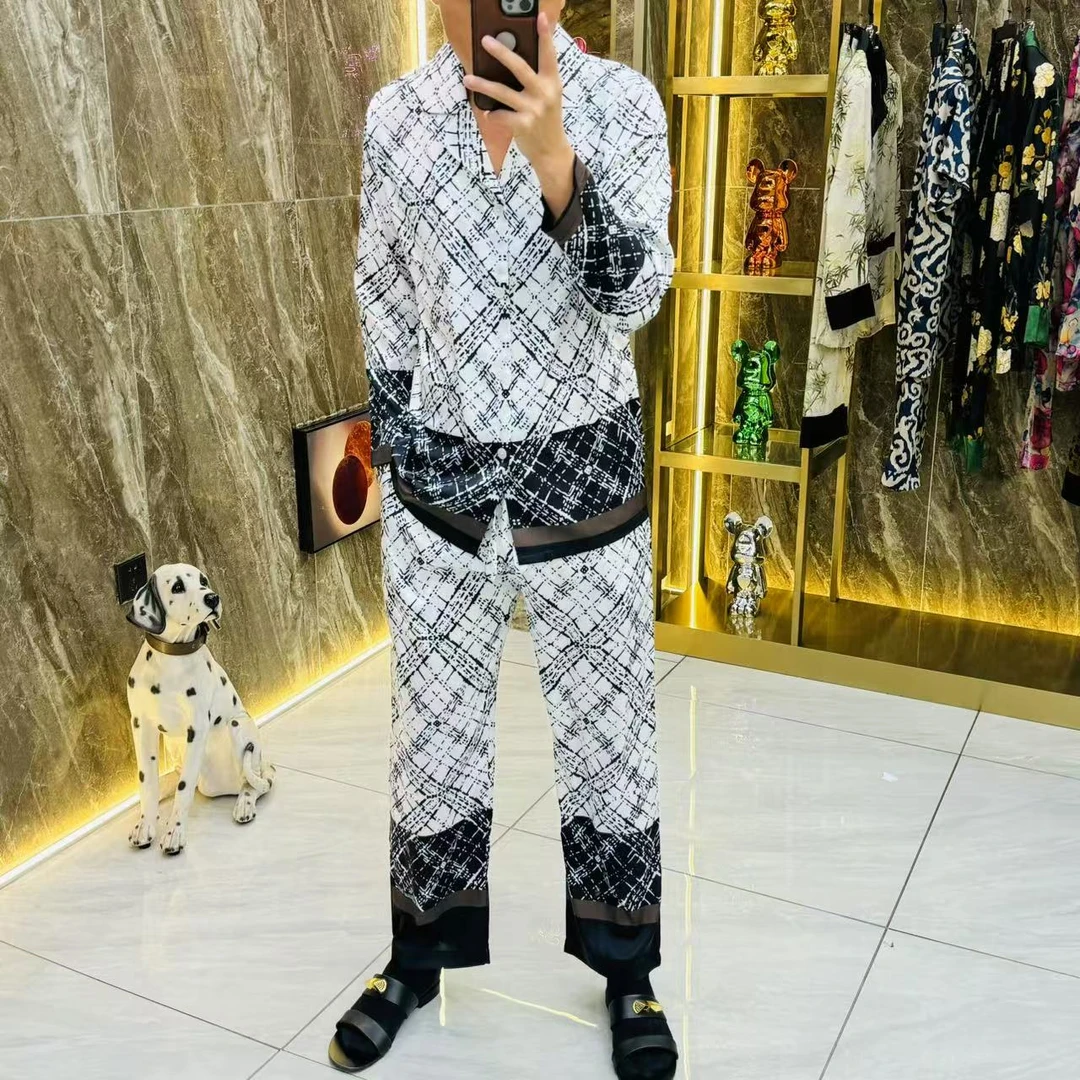 【9009】可外穿丝滑舒适家居服睡衣套装男士时尚休闲轻薄透气