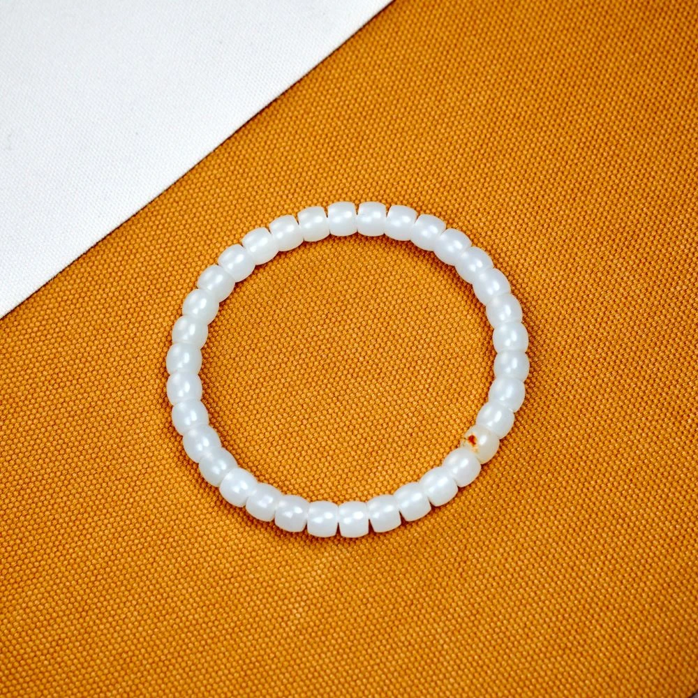 和田玉白玉 和田料 直切手串   7mm