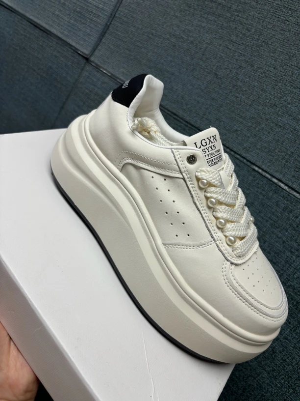 小白鞋新款珍珠厚底小白鞋透气运动