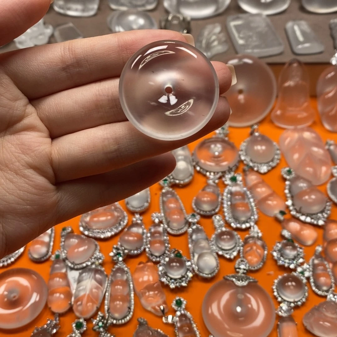 石英质玉平安扣银S925镶嵌?