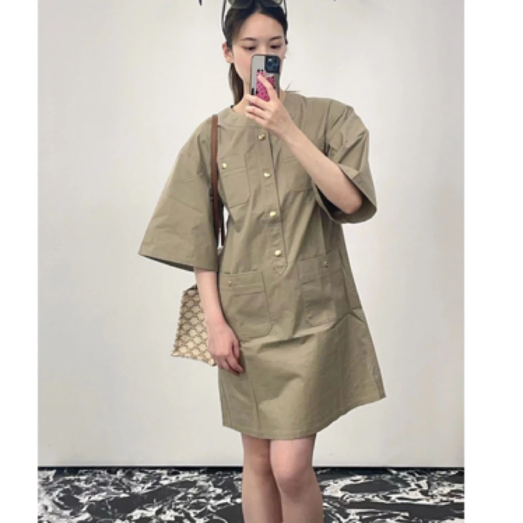 未使用 Celine/思琳 A100816/凯旋门金扣连衣裙/34码